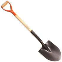 Closed Back Round Point Steel Shovel W D-Grip Handle